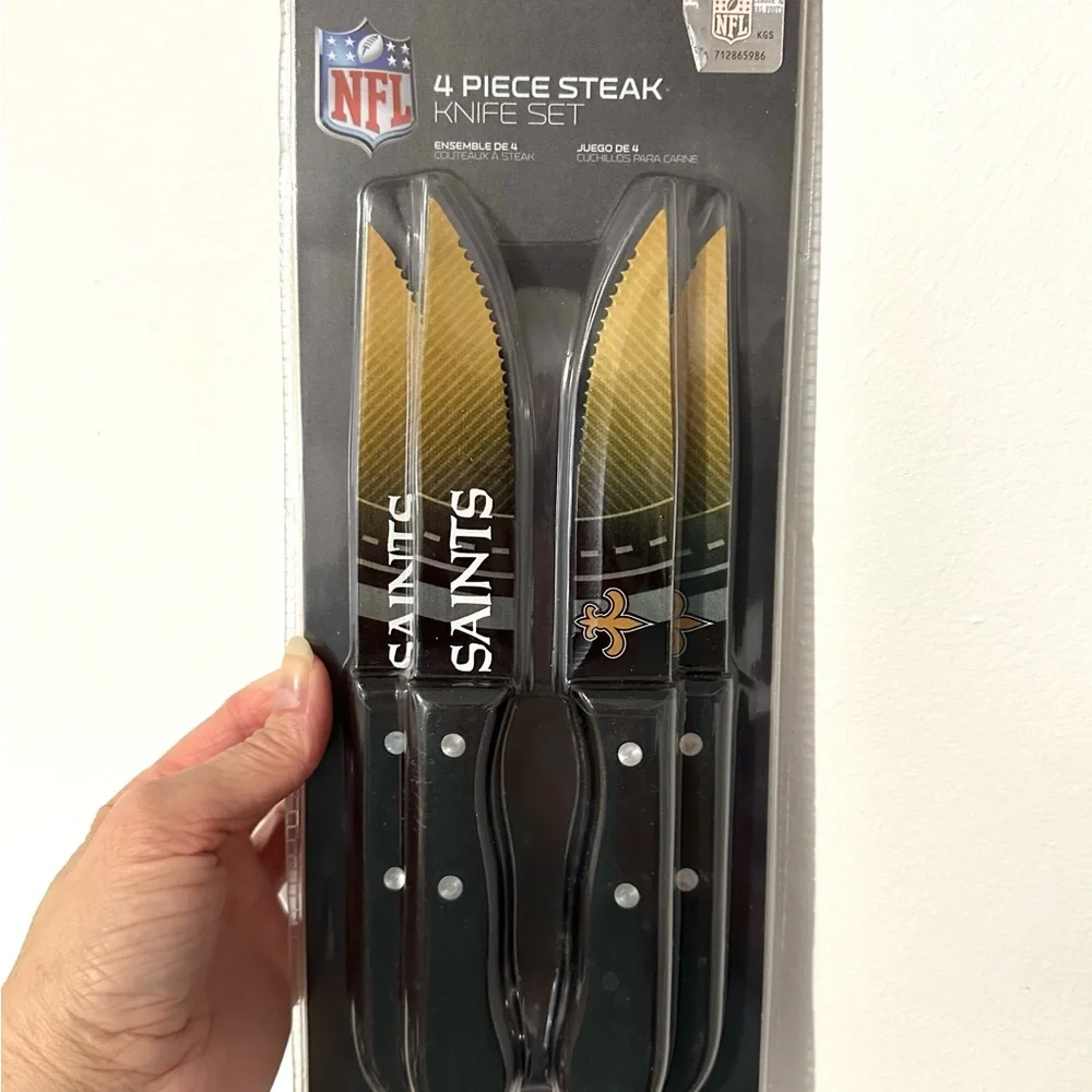 NFL New Orleans Saints Black & Gold 4-Piece Steak Knife Set – NWT